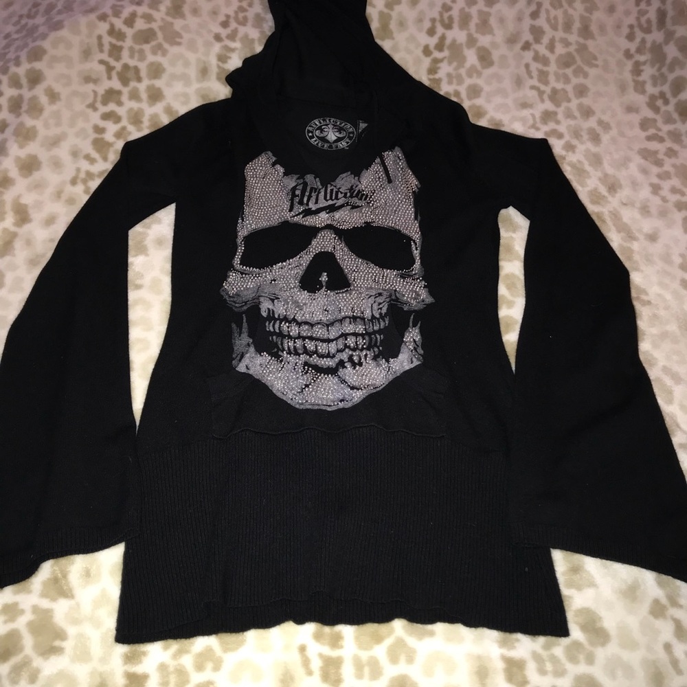 Affliction long sleeve hoodie sweater